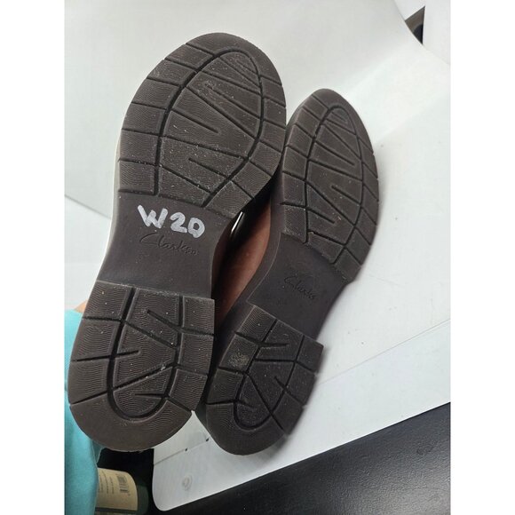 Womens Clarks Collection Brown Leather Loafers 9.5 Cushioned comfort classic - Picture 5 of 7